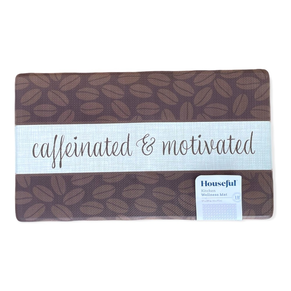 Houseful Caffeinated & Motivated 17x29” Wellness Anti-Fatigue Kitchen Mat